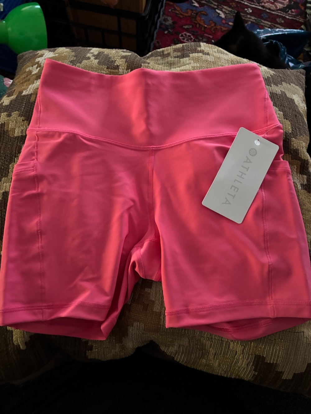 Athleta Bright Pink High-Rise Bike Shorts